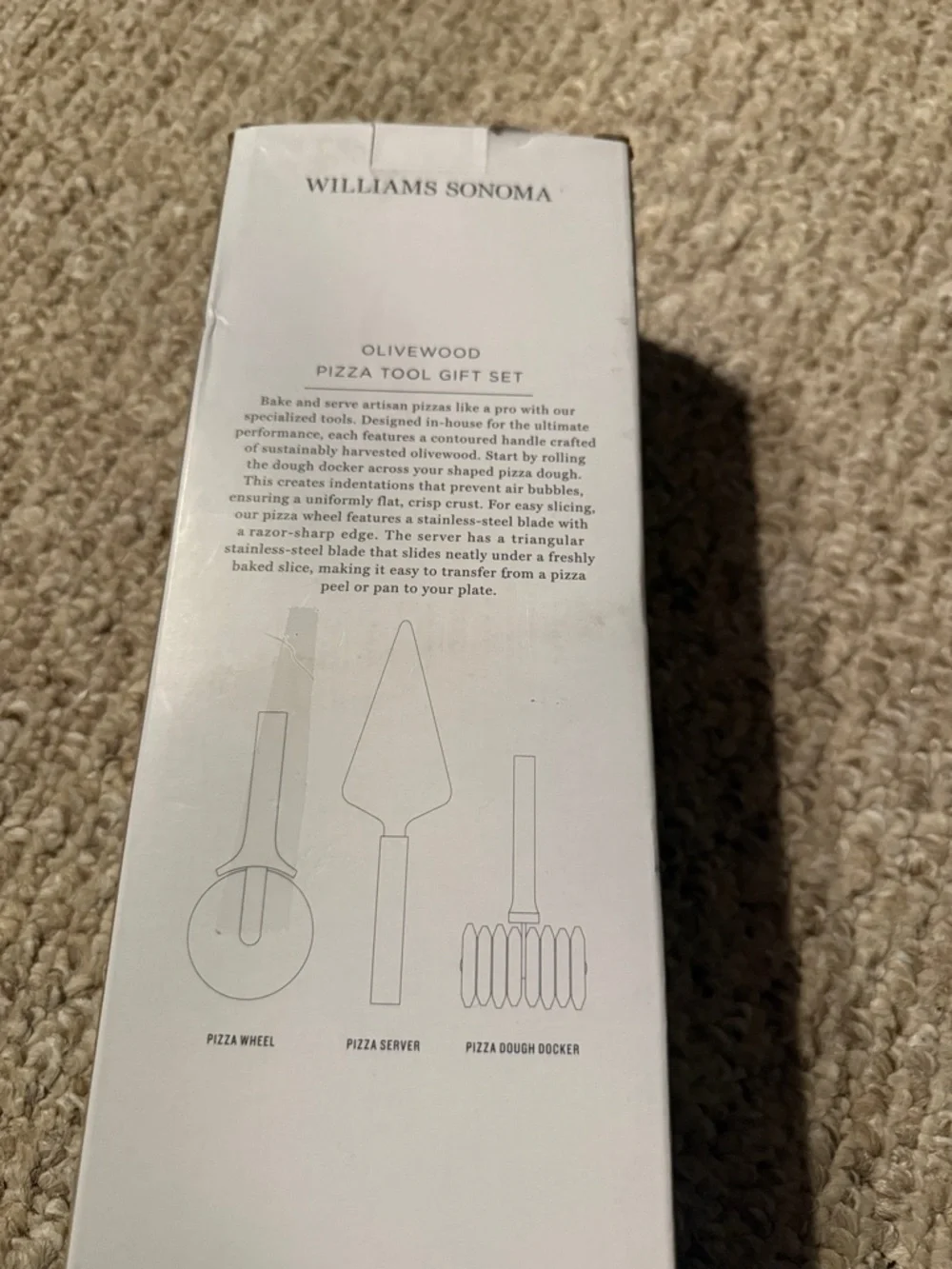 NWT Williams Sonoma Olivewood and Stainless Pizza Tool Set